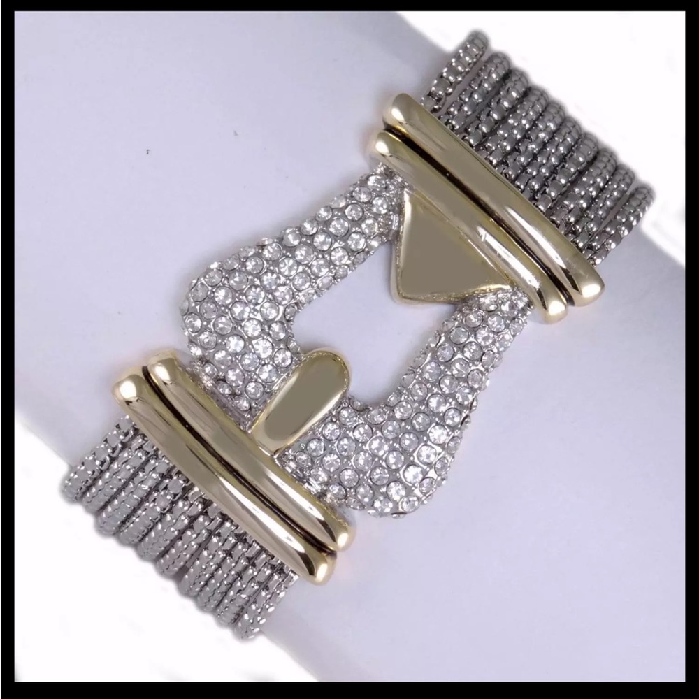 Magnetic Crystal Buckle Bracelet Multi Chain Designer Silver Gold 18KGP
